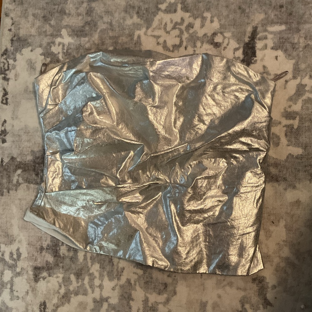 Zara Shimmering Silver Tube Top